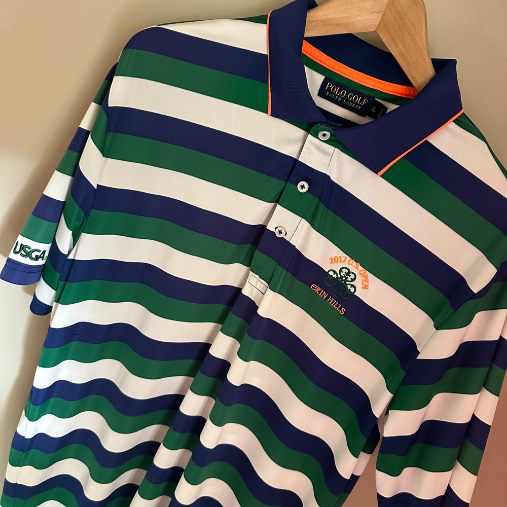 Polo Golf Ralph Lauren US Open Erin Hills Striped Golf Polo Shirt Mens L‎